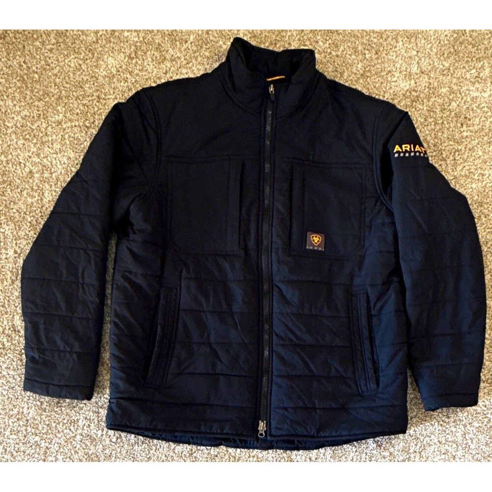 Ariat Rebar Men's Black Quilted Insulated Full-Zip Jacket Stand Collar Size L